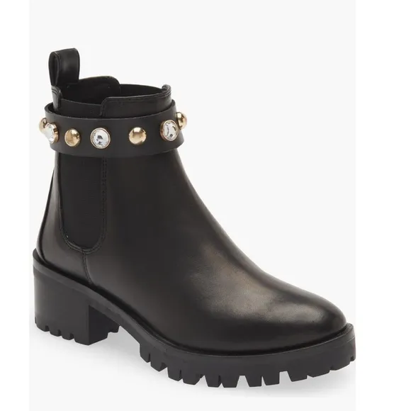 Karl Lagerfeld Paris Porshay Lug Sole Boots in Black, Size 35 New w/o Box