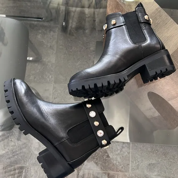 Karl Lagerfeld Paris Porshay Lug Sole Boots in Black, Size 35 New w/o Box