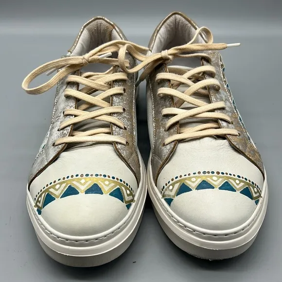 Karma of Charme naïf  Hand Painted  Lace Up Sneakers  SZ-40=9.5
