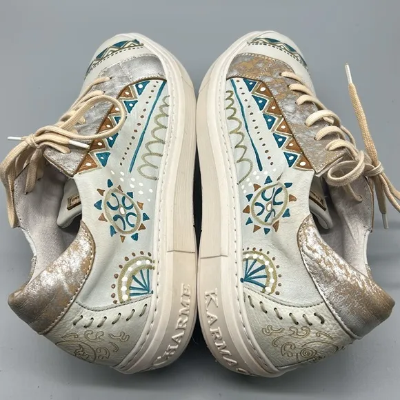 Karma of Charme naïf  Hand Painted  Lace Up Sneakers  SZ-40=9.5
