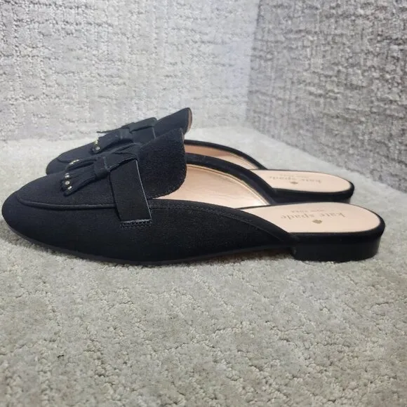 Kate Spade Berkeley Women’s Size 9.5 US Black Suede Fringe Slide Mule Shoes