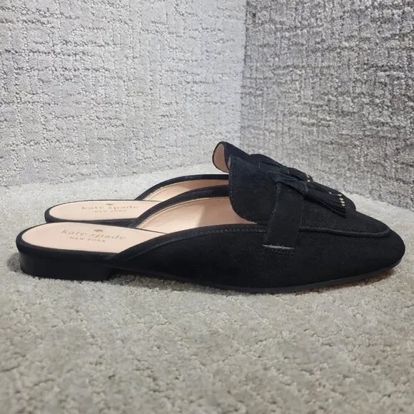 Kate Spade Berkeley Women’s Size 9.5 US Black Suede Fringe Slide Mule Shoes