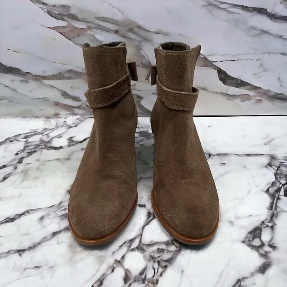 kate spade new york Ankle Booties - Taley Bow Brown Suede size 7.5 M
