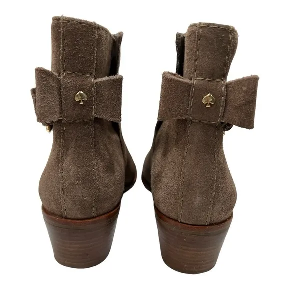 kate spade new york Ankle Booties - Taley Bow Brown Suede size 7.5 M