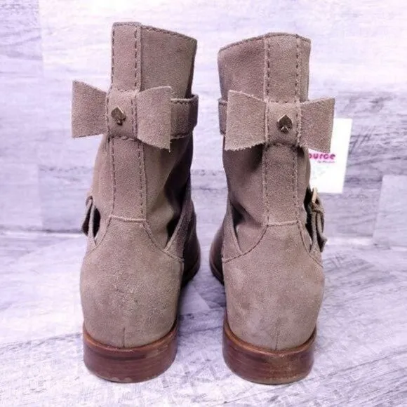 Kate Spade Sabina Suede Buckle Strap Moto Ankle Boot Brown Women's sz 8