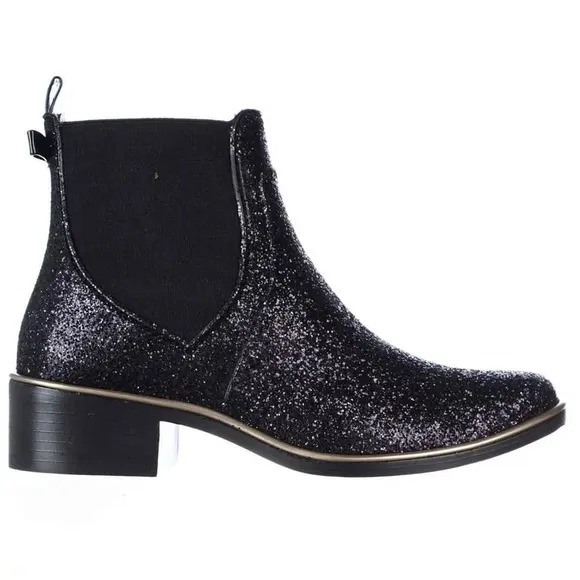 KATE SPADE- Sedgewick Glitter Booties Black Glitter Rain Boots