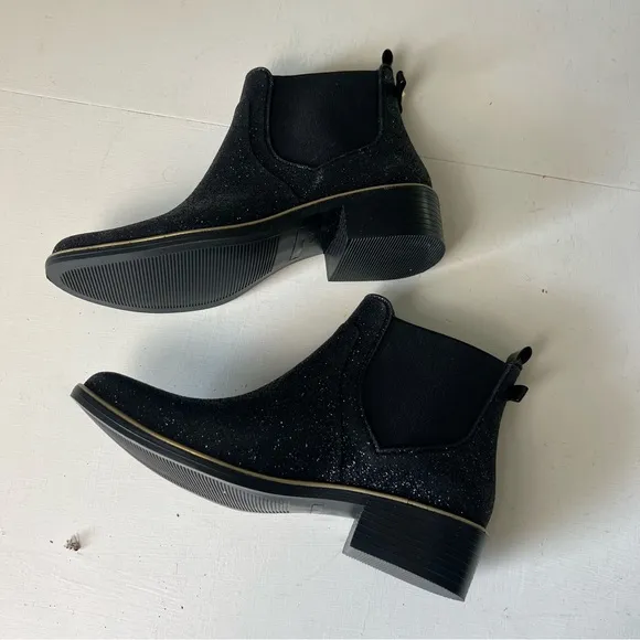 KATE SPADE- Sedgewick Glitter Booties Black Glitter Rain Boots