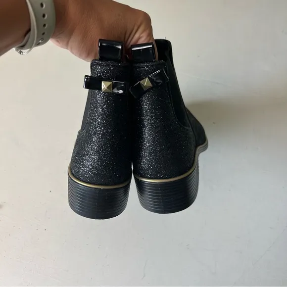 KATE SPADE- Sedgewick Glitter Booties Black Glitter Rain Boots