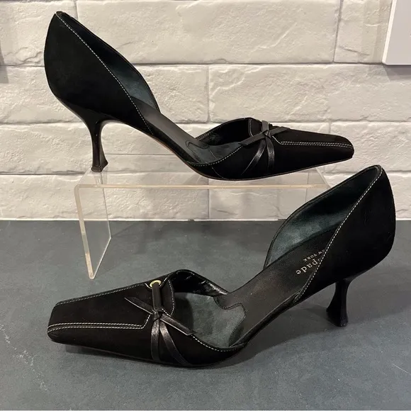 Kate Spade sz 8.5 black suede square to d’orsay pumps