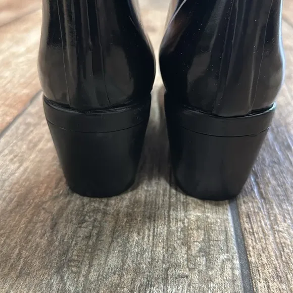Kate Spade Women’s Sz 10 Black Gloss Rubber Heeled‎ Knee High Rain Boots