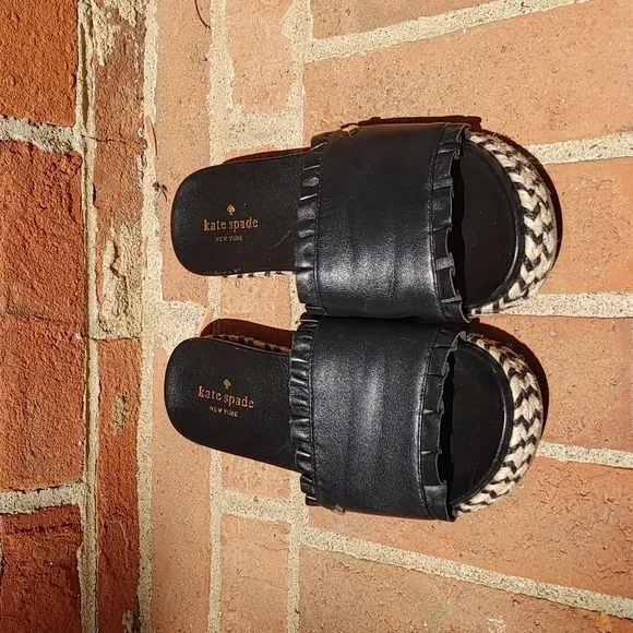 Kate Spade Zahara Black Slide Sandals Size 7.5 (17)
