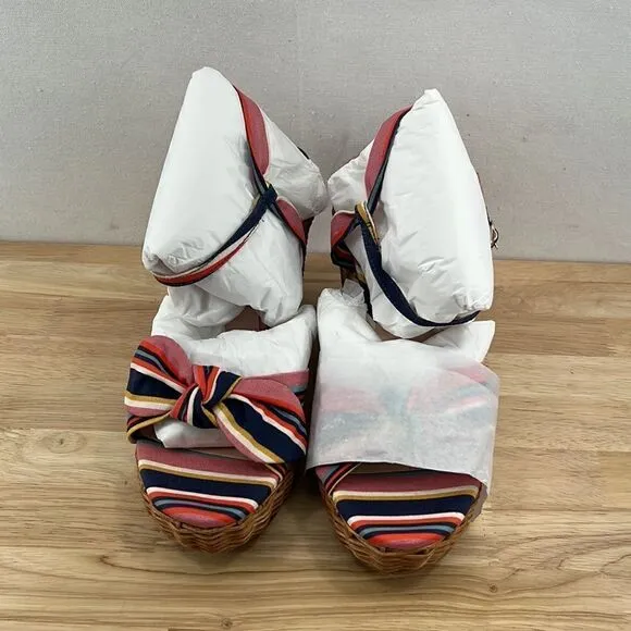 Kate Spade Patio Wedge Sandals- Sidewalk Stripe- Size 11- NIB