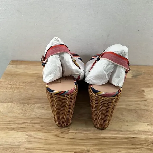 Kate Spade Patio Wedge Sandals- Sidewalk Stripe- Size 11- NIB
