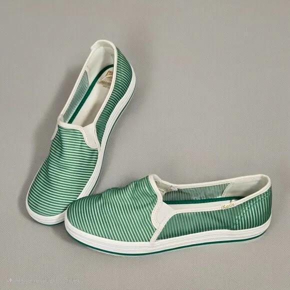 Keds x Kate Spade Women's Triple Decker Green Striped Mesh Platform Shoes Size 7