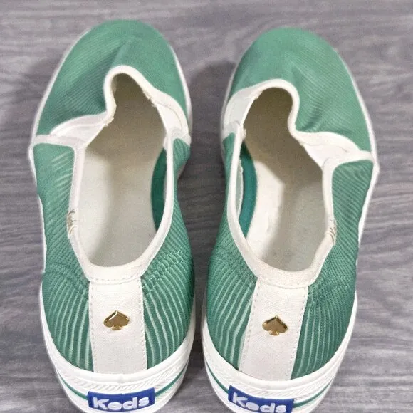 Keds x Kate Spade Women's Triple Decker Green Striped Mesh Platform Shoes Size 7