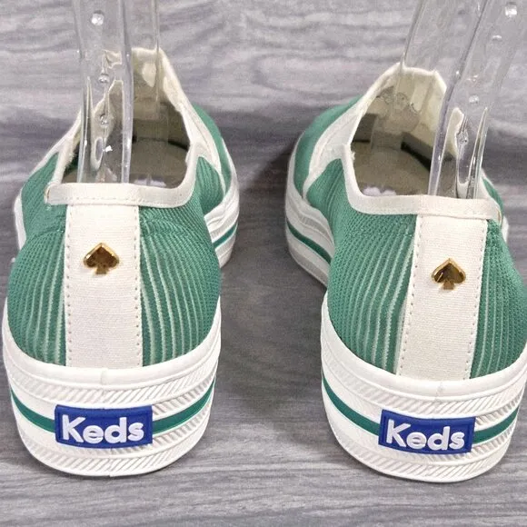 Keds x Kate Spade Women's Triple Decker Green Striped Mesh Platform Shoes Size 7