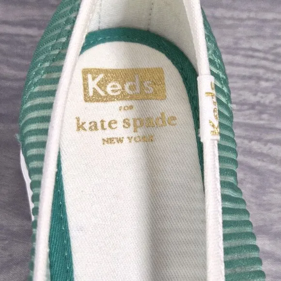 Keds x Kate Spade Women's Triple Decker Green Striped Mesh Platform Shoes Size 7