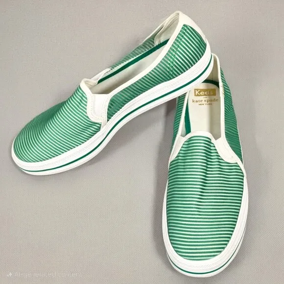 Keds x Kate Spade Women's Triple Decker Green Striped Mesh Platform Shoes Size 7