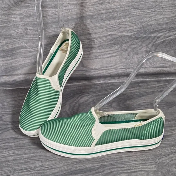 Keds x Kate Spade Women's Triple Decker Green Striped Mesh Platform Shoes Size 7