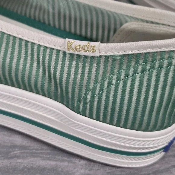 Keds x Kate Spade Women's Triple Decker Green Striped Mesh Platform Shoes Size 7