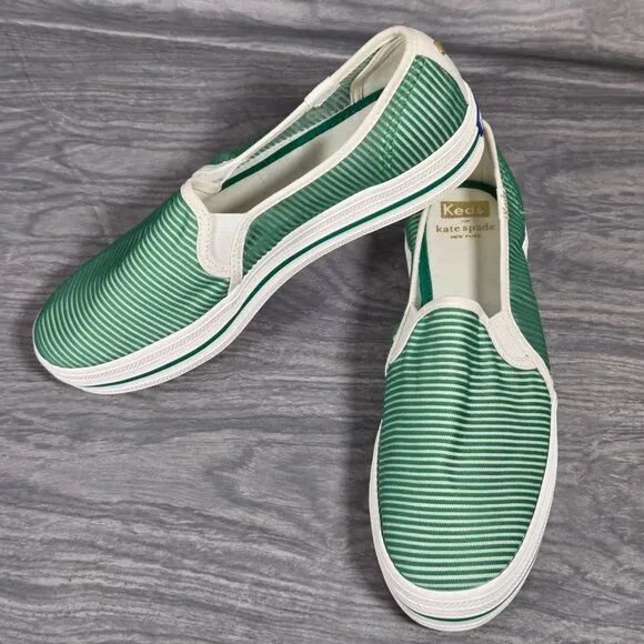 Keds x Kate Spade Women's Triple Decker Green Striped Mesh Platform Shoes Size 7