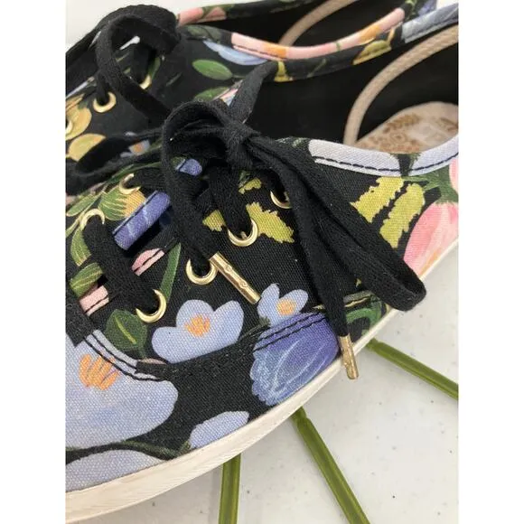 Keds X Rifle Paper Co Black Blue Pink Wildflower Champion Floral Sneakers Shoes