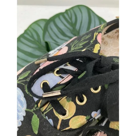 Keds X Rifle Paper Co Black Blue Pink Wildflower Champion Floral Sneakers Shoes