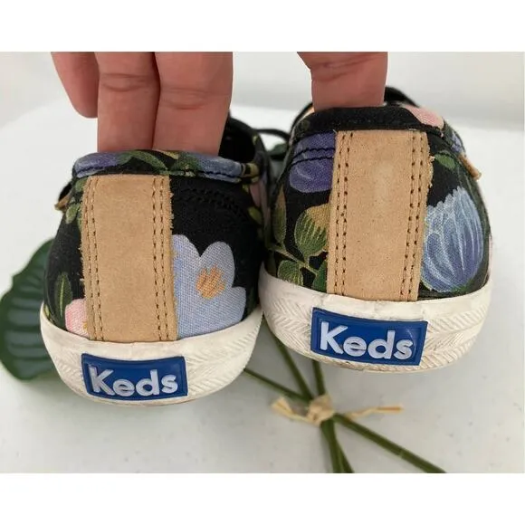 Keds X Rifle Paper Co Black Blue Pink Wildflower Champion Floral Sneakers Shoes