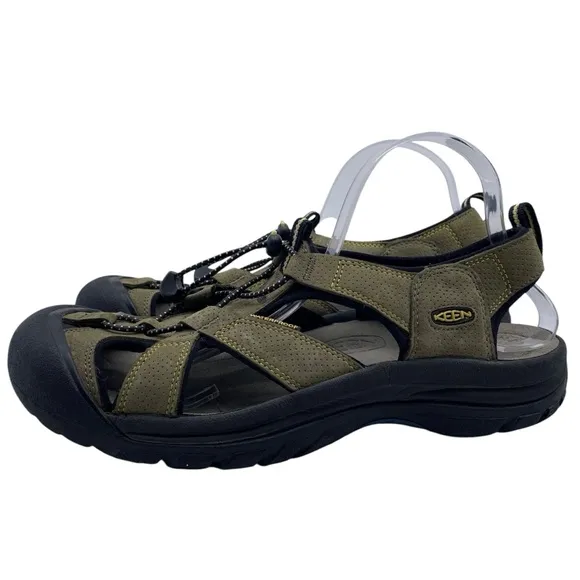 Keen Mens Shoes Leather Sandals Sz 11.5 Green Fisherman Casual Waterproof Hiking