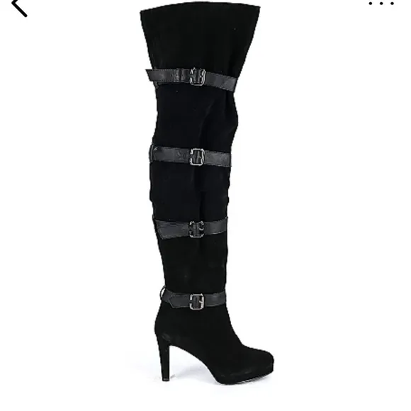 KELSI By Kelsi Dagger Lottie Thigh High Suede  Buckle Zip Boots 8M
