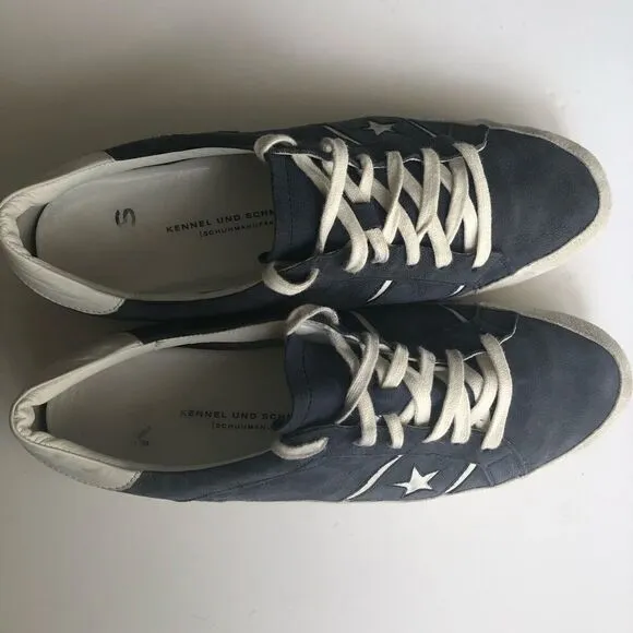 KENNEL UND SCHMENGER BLUE LEATHER SUEDE SNEAKERS
