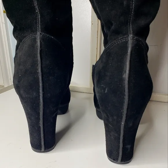 Kenneth Cole Neverland Suede Leather Wedge Pirate Mob Wife Boss Platform Boots 9
