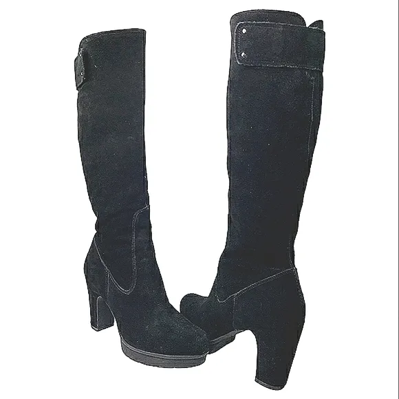 Kenneth Cole Neverland Suede Leather Wedge Pirate Mob Wife Boss Platform Boots 9