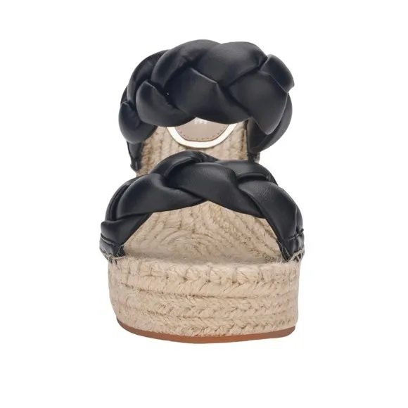 Kenneth Cole NY Women's Olivia Braided Espadrille Platform Sandals Black Size 7