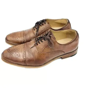 Kenneth Cole Shoes Mens Size 8.5 Brown Unlisted Cognac Lace Up Oxfords Dress