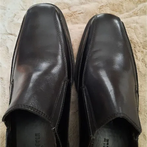 Kenneth Cole Black Leather Slip- Ons
