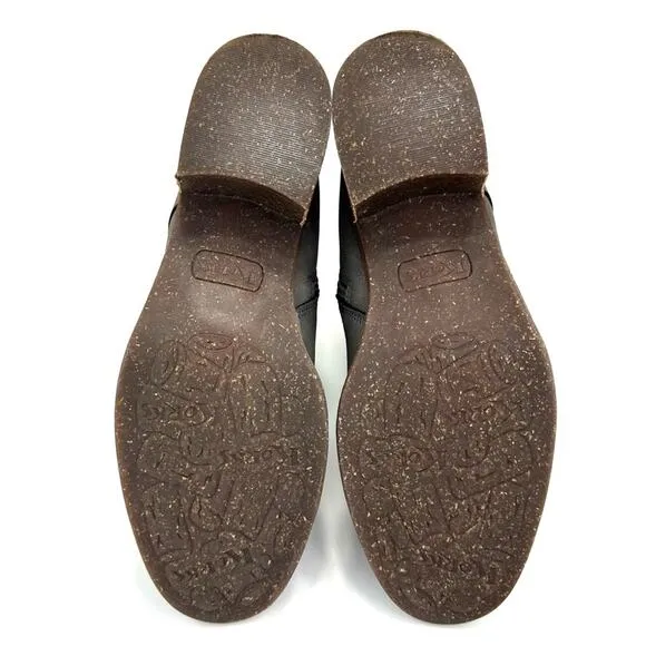 KORK-EASE &quot;REESE&quot; GREENISH/GRAY LEATHER ADJUSTABLE LACE-UP ANKLE STRAP BOOTIES