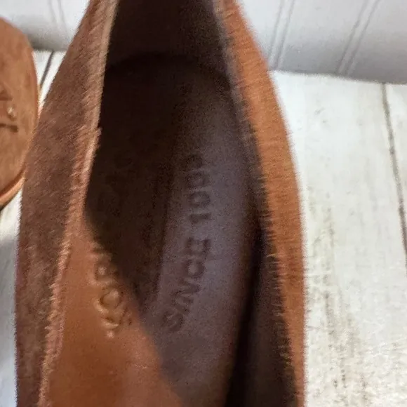Kork-Ease Brown Suede Heeled Oxford Shoes Fringe and Buckle Women’s Size 6.5M