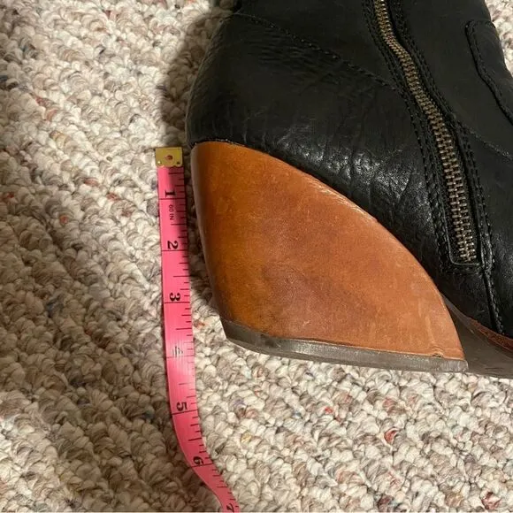 Kork-Ease Michelle Black Leather Ankle Wedge Boots- Size 10