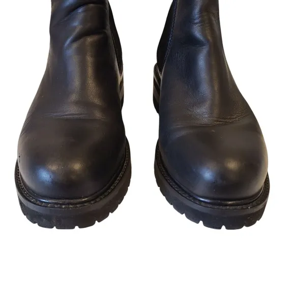 La Canadienne Black Chelsea Connor Boots 6 Slip On Leather Lug Sole Bootie