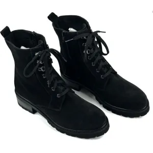La Canadienne Black Suede Combat Boots Women's Size 10M Lug Sole Side Zip New