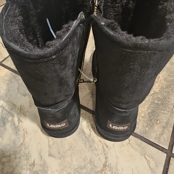 LAM Juniper Black Suede Zip Up Boots Women's Size 7