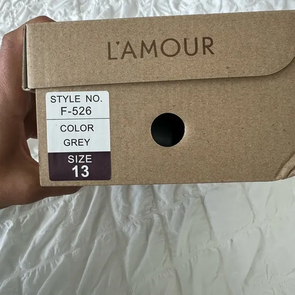 L'Amour Gray Dress Shoes with Brogue Detailing. New With Box and Never Been Worn