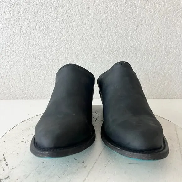 Lane Plain Jane Mule Womens 10 Black Cowboy Boots Short Western Cowgirl Slip Ons