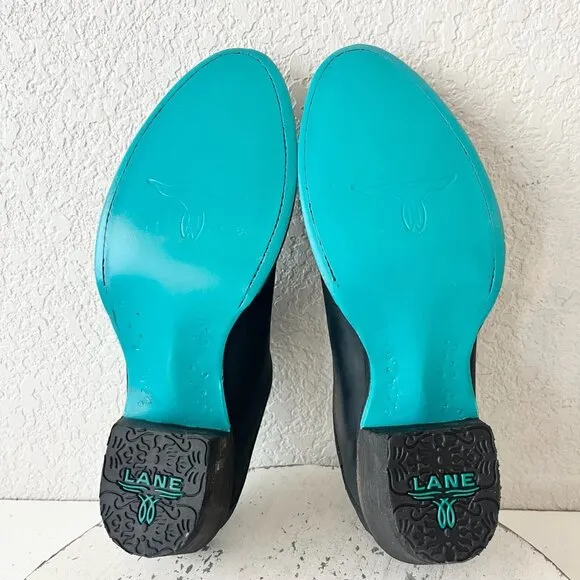 Lane Plain Jane Mule Womens 10 Black Cowboy Boots Short Western Cowgirl Slip Ons