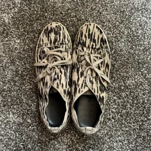 Lanvin Black and Tan Patterned Low Top Sneakers