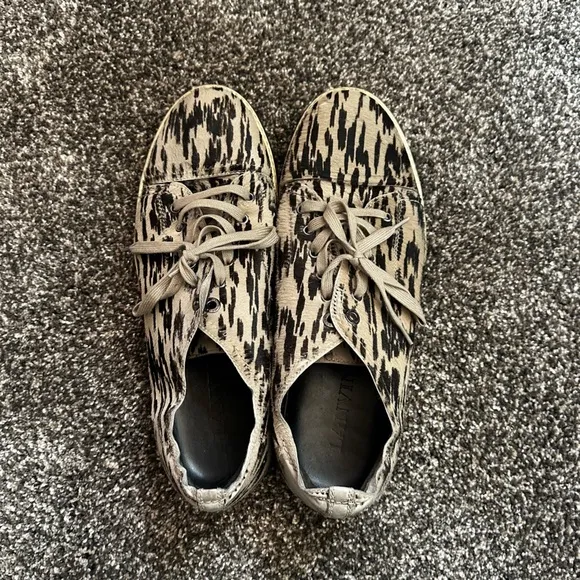 Lanvin Black and Tan Patterned Low Top Sneakers