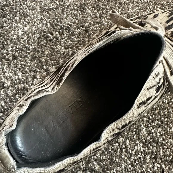 Lanvin Black and Tan Patterned Low Top Sneakers