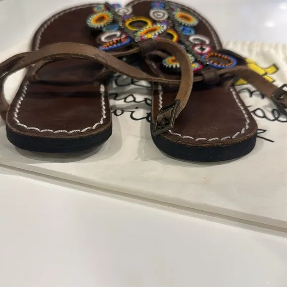 Larettamia Hand Beaded Leather Sandals 38