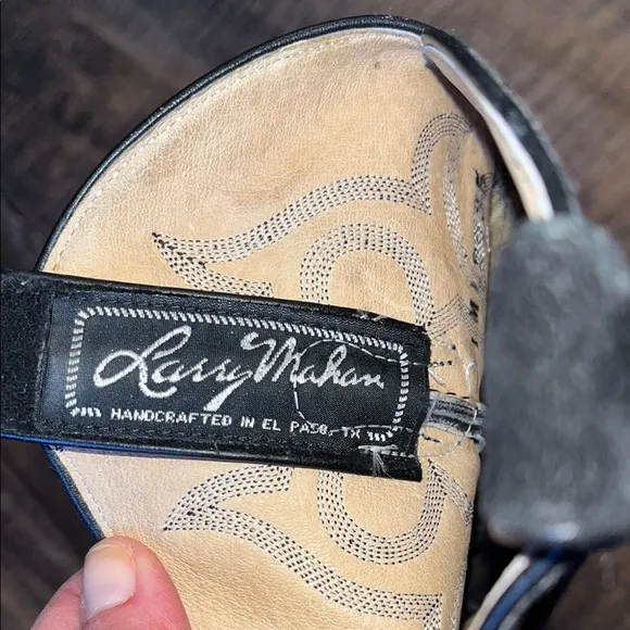 Larry Mahan Black Suede Cowboy Boots. Size 5